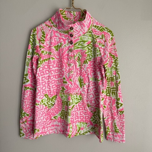 Lilly Pulitzer mock neck upf 50 captain popover long sleeve sweatshirt pink - Picture 2 of 7